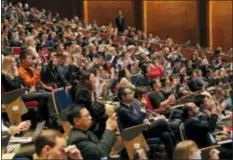  ?? KIN CHEUNG — THE ASSOCIATED PRESS ?? The audience reacts as He Jiankui, a Chinese researcher, speaks during the Human Genome Editing Conference in Hong Kong, Wednesday. A Chinese researcher claims that he helped make the world’s first geneticall­y edited babies — twin girls whose DNA he said he altered with a powerful new tool capable of rewriting the very blueprint of life.