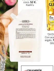  ??  ?? 'Amino Acid Shampoo'. Recargable. Con aceite de coco. 52 €. Kiehl's