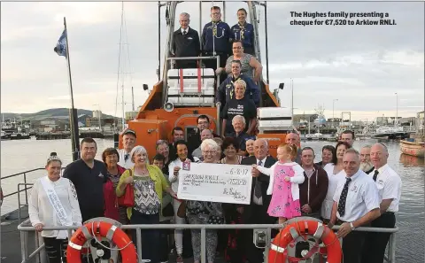  ??  ?? The Hughes family presenting a cheque for €7,520 to Arklow RNLI.