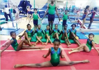  ??  ?? Nigerian junior gymnasts during a training session