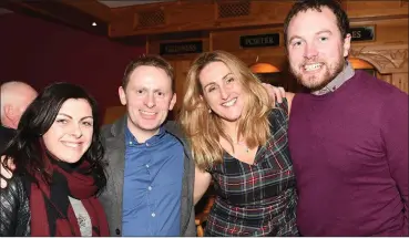  ??  ?? Marina Redden, Patrick Stewart, Sinead Scully and Cllr Paddy Meade at the monster draw in Lynch’s Lounge