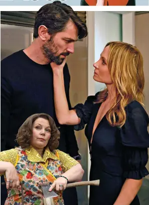  ?? ?? SHOCKING: Joanne Froggatt and Michiel Huisman in Angela Black and, left, Joanna Scanlan in The Larkins