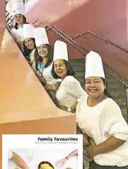  ??  ?? Photo from the Philippine embassy in Singapore shows the authors of “Family Favorites” (inset) wearing chef hats.