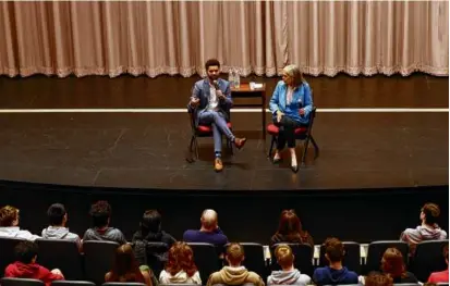  ?? SUZANNE KREITER\GLOBE STAFF ?? Representa­tives Maxwell Frost and Katherine Clark hosted a student town hall on gun violence prevention at Arlington High School on Monday.