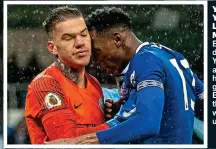  ??  ?? YOU’RE A YERRY LUCKY MAN! Everton defender Yerry Mina appears to headbutt City goalkeeper Ederson but the incident went unnoticed