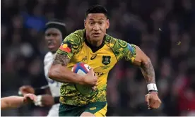  ?? Photograph: Toby Melville/Reuters ?? Israel Folau played for Australia 73 times before his contract was terminated in 2019.