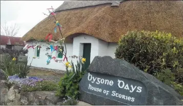  ??  ?? Outside the Bygone Storytelli­ng House in Oulart, thanks to Eileen Dempsey.
