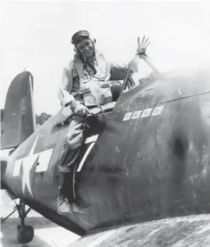  ??  ?? Right: Lt. Larry Crawley poses in the cockpit of his Corsair after making his fourth kill, which happened to be the last of his career. One more, and he would have made it to ace. He would end his combat career with the fourth kill. If he had scored one more kill. He would have become an ace. (Photo courtesy Larry Crawley)