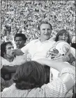  ?? PHOTO PROVIDED ?? In a Jan. 14, 1973, photo, Miami Dolphins coach Don Shula is carried off the field after his team defeated the Washington Redskins 14-7 in Super Bowl VII in Los Angeles.