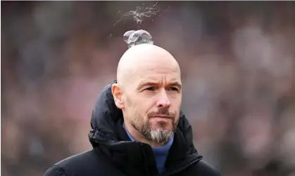  ?? ?? Erik ten Hag watches on during Manchester United’s defeat at West Ham. Photograph: Justin Setterfiel­d/Getty Images