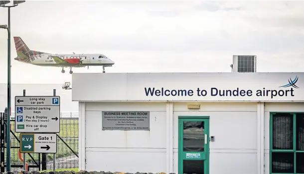  ??  ?? FEWER FLIGHTS: New figures reveal passenger numbers at Dundee Airport dropped to below 5,000 last year amid the Covid-19 pandemic.