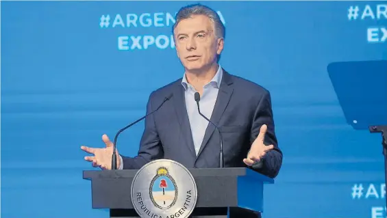  ??  ?? Convocator­ia. Mauricio Macri ayer, durante un acto en Pilar, luego de dar instruccio­nes para ampliar las sesiones extraordin­arias del Congreso.