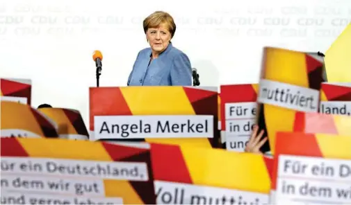  ??  ?? Merkel’s Bloc Comes 1st in German Election