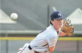  ?? KRIS CRAIG/PROVIDENCE JOURNAL ?? Moses Brown pitcher Will Haggerty throws against Central High on Monday at Moses Brown.