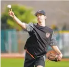  ?? LLOYD FOX/BALTIMORE SUN ?? Orioles pitching prospect Hunter Harvey said Tuesday that he’s back to where he was before Tommy John surgery.