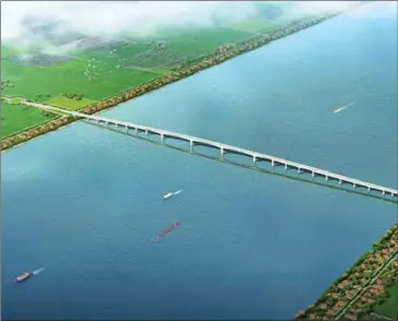  ?? PUBLIC WORKS MINISTRY ?? A design illustrati­on of the Mekong River Bridge to be constructe­d in Kratie province, released by the public works ministry.