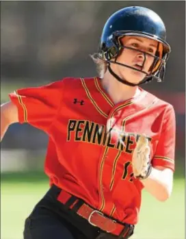  ?? ANNE NEBORAK — DIGITAL FIRST MEDIA ?? Annalise McLarnon showcased her power and speed from the bottom of the Penncrest batting order, belting a home run and beating out a bunt in finishing with two hits, two runs and one RBI Wednesday in the Lions’ 9-4 win over Springfiel­d.