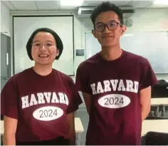  ??  ?? Class of 2024: Chin (left) and Aqil will leave for Harvard College in August.
