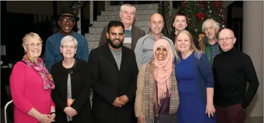  ??  ?? Ibrahim Halawa and his sister Fatima at Clayton Whites Hotel on their visit to Wexford. From left, Deirdre Baker, Ed Baker, Trish Robinson, Ibrahim Halawa, Cllr Johnny Mythen, Cllr Mick Roche, Fatima Halawa, Simon Fergus, Lorraine Smyth, Richard Walsh...