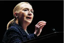  ?? KEVIN LAMARQUE/AFP/ GETTY IMAGES ?? Secretary of State Hillary Clinton has revealed the U.S. is discussing a comprehens­ive trade deal with the European Union.
