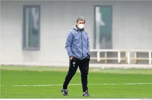  ?? ANTONIO PIZARRO ?? El entrenador chileno Manuel Pellegrini, en la sesión matinal que ayer realizó el Betis en su ciudad deportiva.