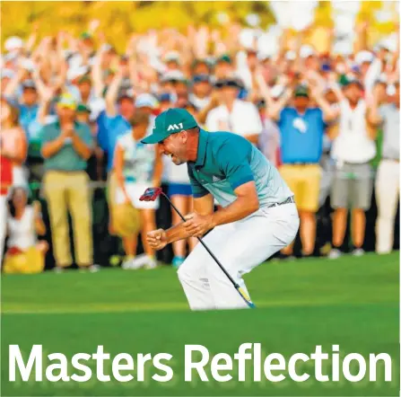  ?? ASSOCIATED PRESS FILE PHOTO ?? Sergio Garcia celebrates after defeating Justin Rose in a playoff to win the Masters last year in Augusta, Ga.