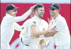  ?? REUTERS ?? Playing his first Test of this series, England’s Mark Wood claimed his maiden five-wicket haul against West Indies on Sunday.