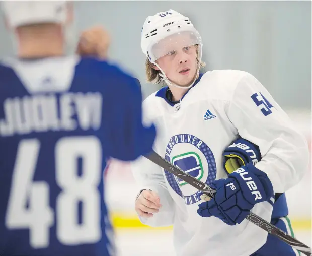  ?? JASON PAYNE ?? Jonathan Dahlen is out to show the Canucks he can handle playing in the NHL during training camp in Whistler.