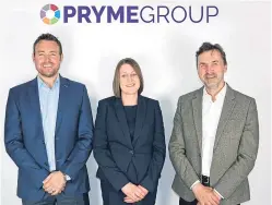 ??  ?? Pryme Group’s new reshaped management team. From left: Murray Kerr, Kerrie Murray and group chief executive Angus Gray.