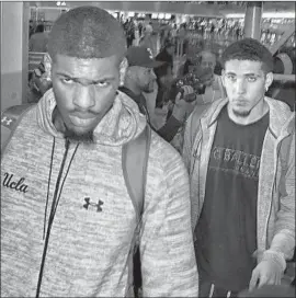  ?? Robert Gauthier Los Angeles Times ?? UCLA’S SEASON was thrown into turmoil when Cody Riley, left, LiAngelo Ball and Jalen Hill, not pictured, were caught shopliftin­g in China.
