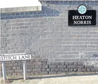  ??  ?? ●●The sign stolen from Belmont Bridge on Wellington Road North, Heaton Norris