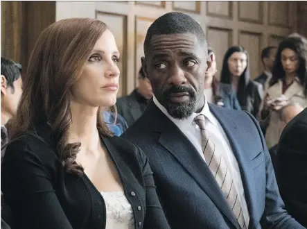  ?? EONE FILMS ?? Jessica Chastain is sharp as an X-acto Knife in the biopic Molly’s Game, which features a strong supporting cast including Idris Elba.