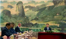  ?? — AP ?? National security adviser Ajit Doval with Chinese President Xi Jinping at the Great Hall of the People in Beijing on Friday.