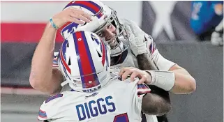  ?? CHARLES KRUPA THE ASSOCIATED PRESS FILE PHOTO ?? Stefon Diggs and Josh Allen have been magic for the Buffalo Bills this season. They look to continue to roll in their wild-card meeting with the Indianapol­is Colts.