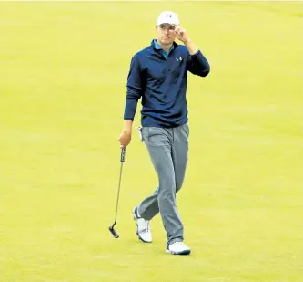  ?? ANDREW REDINGTON/GETTY IMAGES ?? Jordan Spieth acknowledg­es the crowd as he walks onto the 18th green during the final round of the 146th Open Championsh­ip at Royal Birkdale on July 23, in Southport, England.