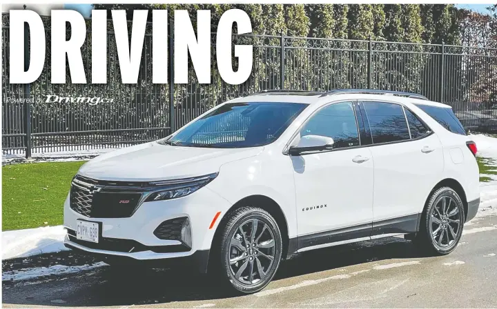  ?? GRAEME FLETCHER PHOTOS ?? The Chevrolet Equinox was introduced in 2018. The 2022 model gets a stylistic upgrade and the addition of a sportier RS model.
