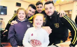  ??  ?? Special visit Alisha and Tyler Neil with Liam Kelly, Shaun Byrne and Craig Halkett