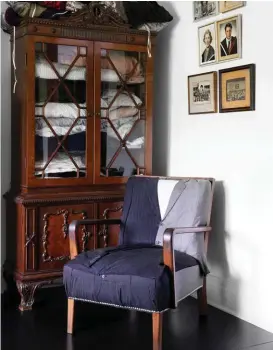  ??  ?? BATHROOM The upstairs bathroom features D tiles from Mondopiero.
MAIN BEDROOM Above right and opposite Crystal lights by Suzie Stanford accentuate the room’s high ceilings. Gordon Andrews side bedside tables, FY2K. Curtains, Boyac. A 1950s armchair reupholste­red in men’s suiting fabric by Suzie Stanford is positioned by a 1930s armoire to create a sitting area in the bedroom. For Where to Buy, see page 192.