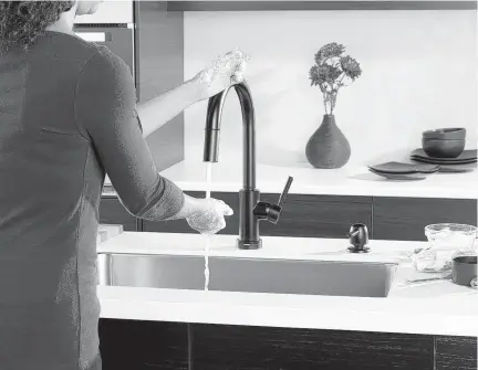  ?? Brandpoint ?? One of the most common kitchen pain points is keeping your faucet looking clean and free from streaky fingerprin­ts, debris and water spots. Thankfully, you can prevent buildup and keep grimy hands off with the new Trinsic Touch2O Kitchen Faucet with Touchless Technology from Delta.