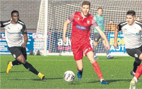  ?? ?? Boro’s man of the match in the hard-earned 1-0 triumph at Buxton on Tuesday evening was in-form midfielder Kieran Glynn