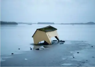  ?? JAN INGE HAGA ?? Slik så naustet ut torsdag ettermidda­g. Senere torsdag kveld sank det enda lenger ned.