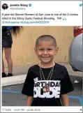  ?? TWITTER ?? A social media post shows Stephen Romero, 6, who was killed at the Gilroy Garlic Festival on Sunday.