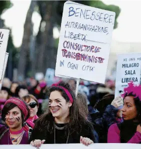  ?? LaPresse ?? Manifestan­ti Mobilitazi­one a Roma per la festa della donna