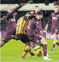  ??  ?? TIGER FEAT Jarrod Bowen nets the winning goal for Hull