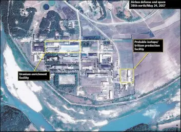  ?? Airbus Defense & Space and 38 North ?? A satellite image of the radiochemi­cal laboratory at the Yongbyon nuclear plant in North Korea, released Friday.