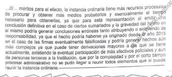  ??  ?? Investigad­ores aconsejaro­n que el caso sea puesto a conocimien­to de la Justicia ordinaria.