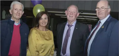  ??  ?? Mick Kinsella, Yvonne Kavanagh (daughter of Tom O’Donoghue), Tony Doran and GAA president John Horan,