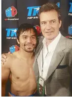  ??  ?? Pacquiao with orthopedic surgeon Dr. Neal ElAttrache who performed surgery to repair his torn rotator cuff in the right shoulder in Los Angeles last year