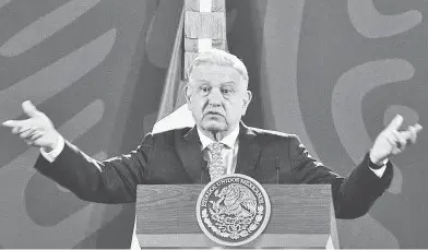  ?? ALEJANDRO AGUILAR ?? Andrés Manuel López Obrador, en su conferenci­a mañanera