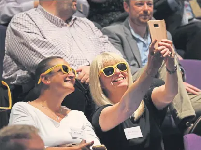  ?? Picture: Gareth Jennings. ?? Attendees at the forum were handed sunglasses and urged to post selfies.